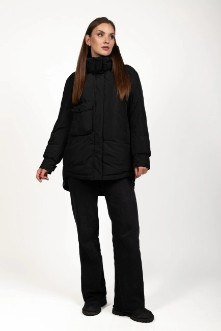 Зимова куртка з біопухом у чорному кольорі-2