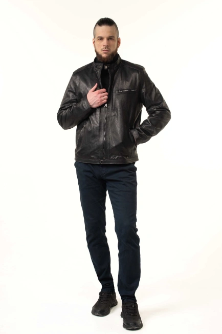 Стильна чоловіча куртка зі шкіри коротка-8