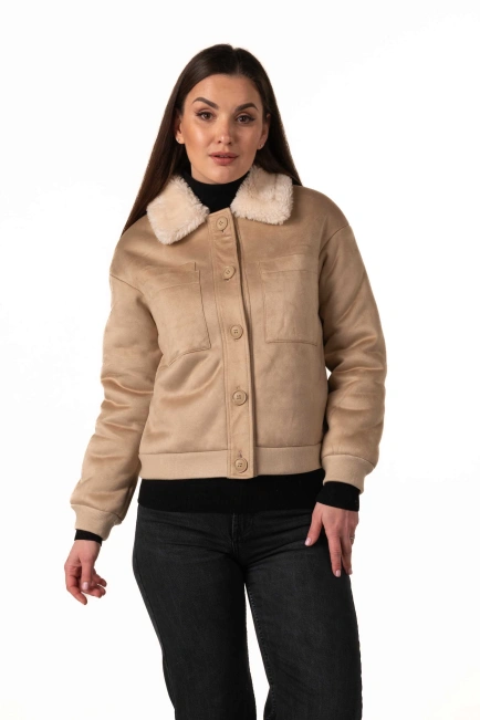 Женская эко-дублёнка на пуговицах-4