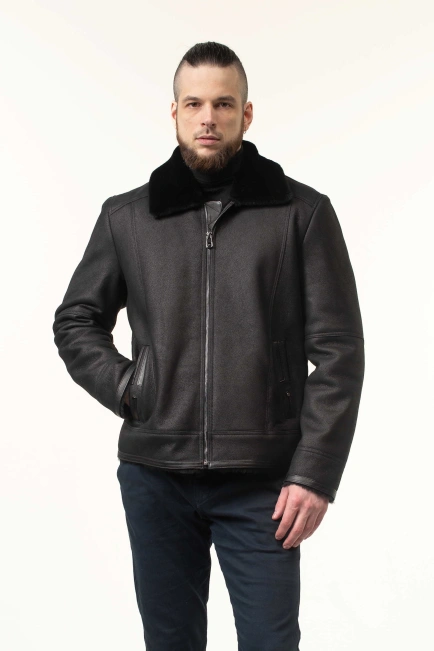 Чоловіча дублянка з хутряним комірцем-1