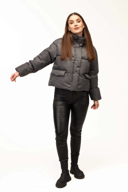 Біопуховик жіночий зимовий у клітинку-10