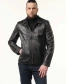 Мужская кожаная куртка черная гладкая-1