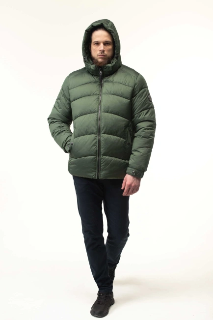 Зимова куртка з біопухом зеленого кольору-8