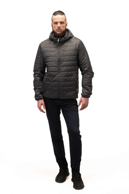 Чоловіча куртка сірого кольору стьобана-9