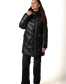 Женский черный биопуховик с накладным карманом-10