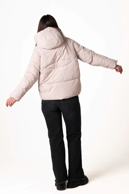 Зимний биопуховик бежевого цвета-2