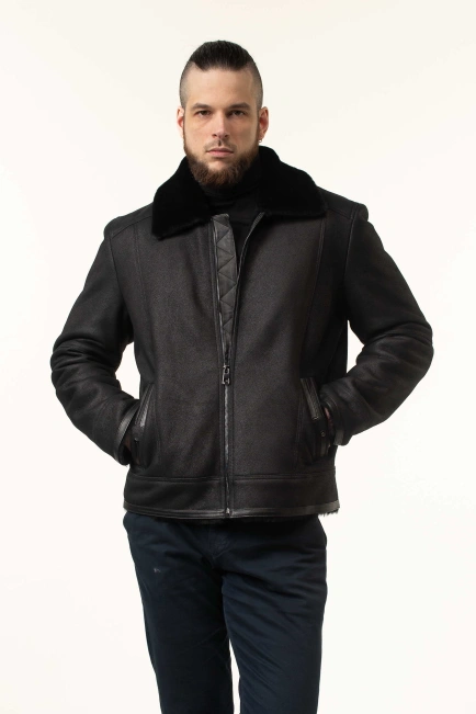 Чоловіча дублянка з хутряним комірцем-2