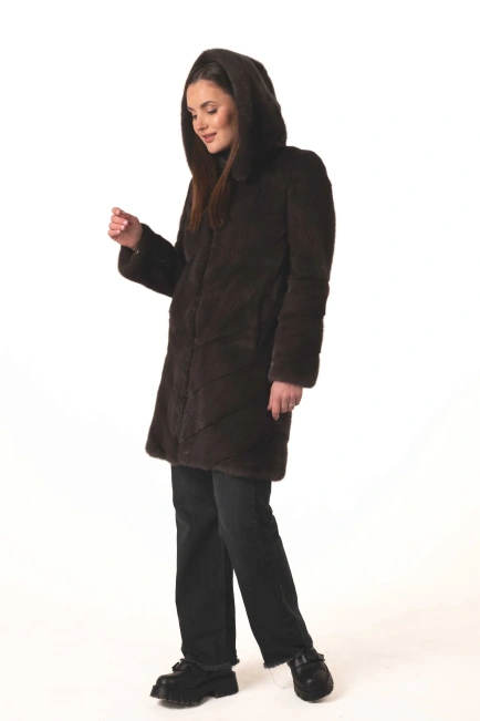 Норковая шуба цвета тёмный капучино-9
