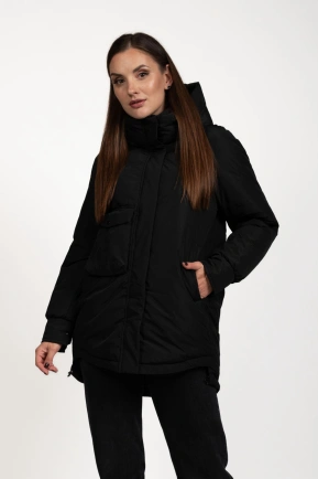 Зимова куртка з біопухом у чорному кольорі