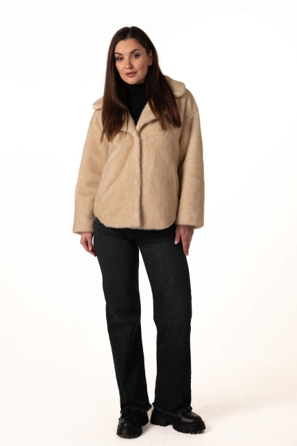 Шуба из экомеха с английским воротником-8