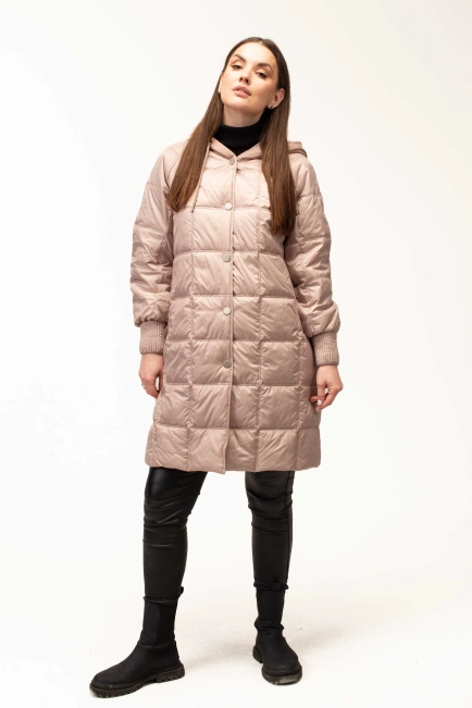 Демісезонна куртка беж з капюшоном-8