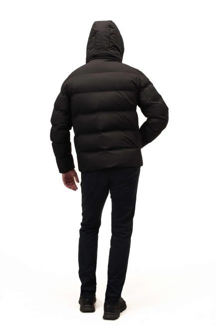 Мужской чёрный стёганый биопуховик-7