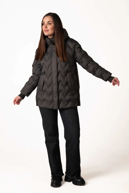 Жіночий біопуховик зимовий графіт-6