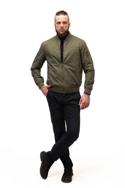 Чоловіча легка куртка бомбер хакі-9