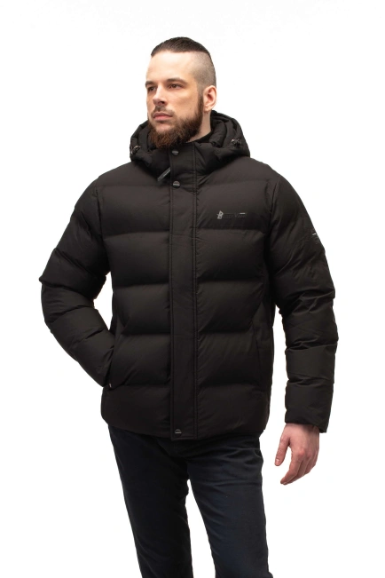 Мужской чёрный стёганый биопуховик-4