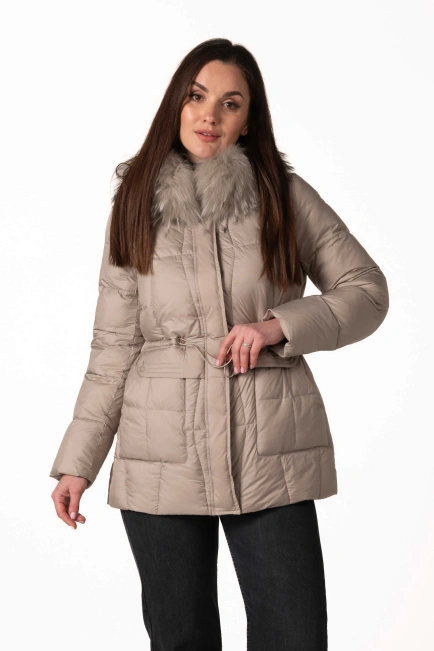 Серый биопуховик с отстегивающимся капюшоном-1