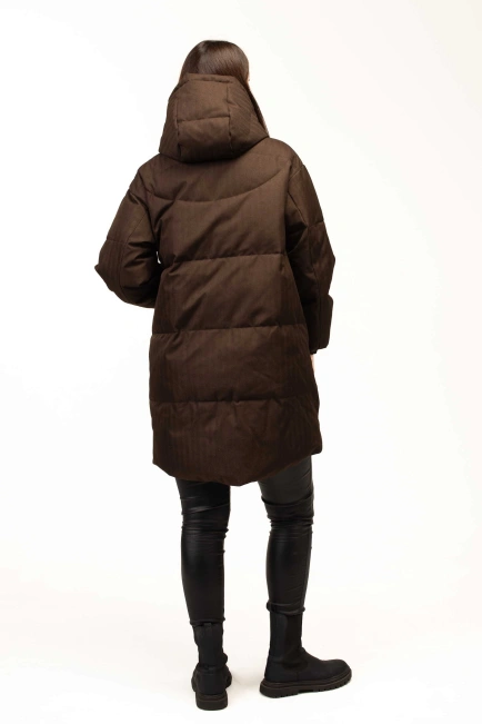 Біопуховик жіночий довгий коричневий-2