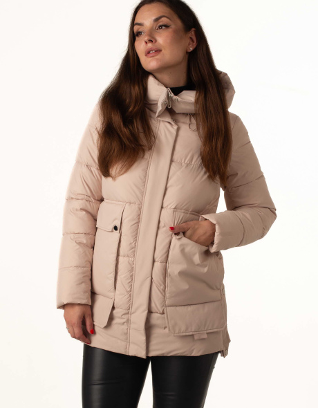 Жіночий біопуховик бежевий зимовий