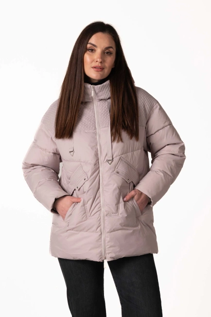 Биопуховик с фигурной стежкой и капюшоном-4