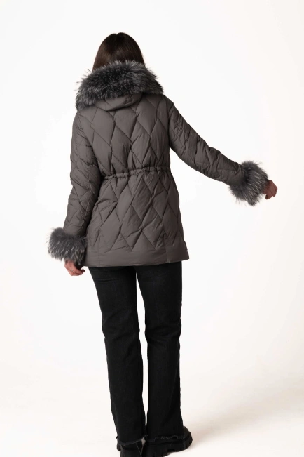 Графитовый биопуховик с отстегивающимся мехом-2