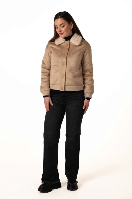 Женская эко-дублёнка на пуговицах-6