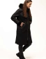 Жіноча чорна дублянка з капюшоном довга-7