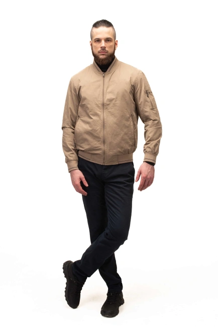 Чоловіча легка куртка бежевий бомбер-7