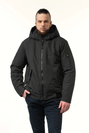 Чоловіча зимова куртка-бомбер з біопухом сіра