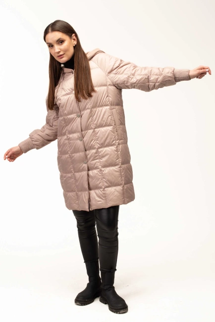 Демісезонна куртка беж з капюшоном-6