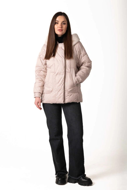 Биопуховик с экомехом светлый беж-9