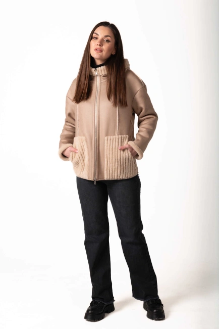 Женская двусторонняя экодублёнка на молнии-10