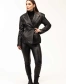 Жіночий чорний приталений піджак зі шкіри-3