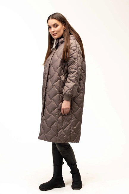 Подовжена демісезонна куртка кавова-5
