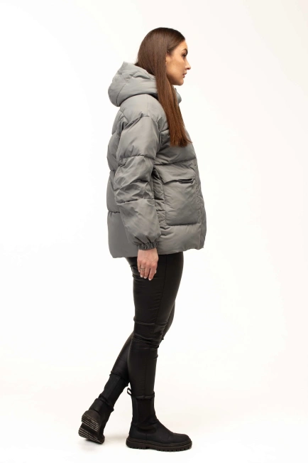 Жіночий бірюзовий біопуховик на холодну зиму-7