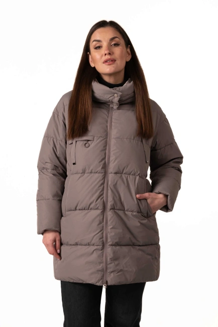 Кофейный биопуховик со съемным капюшоном-4
