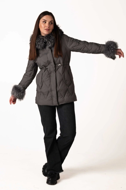 Графитовый биопуховик с отстегивающимся мехом-6