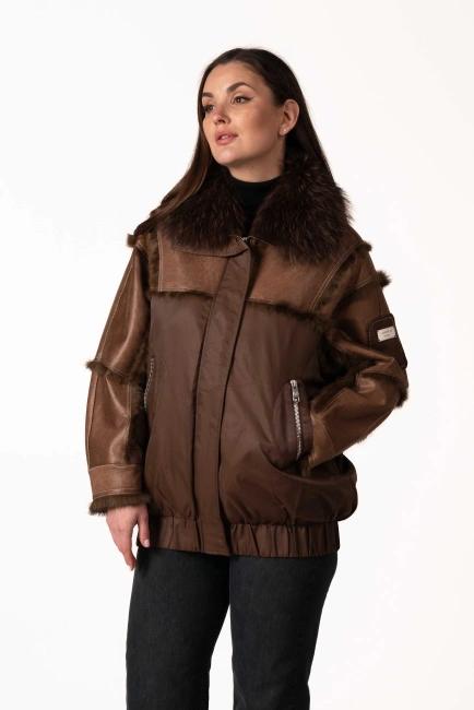 Біопуховик з хутром єнота та вставками з кроля-1