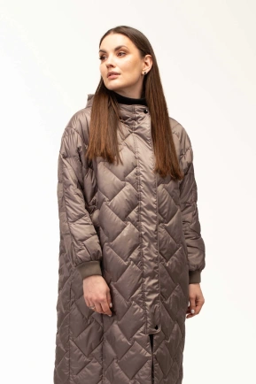 Подовжена демісезонна куртка кавова