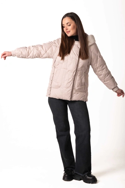 Биопуховик с экомехом светлый беж-8