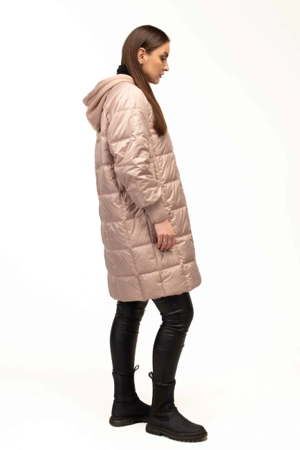 Демісезонна куртка беж з капюшоном-7