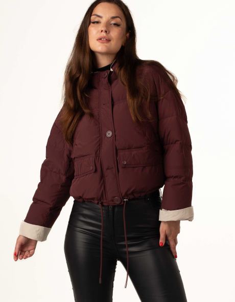 Демісезонна куртка з біопухом бордова