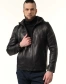 Чоловіча куртка зі шкіри з капюшоном-7
