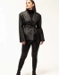 Жіночий чорний приталений піджак зі шкіри-9