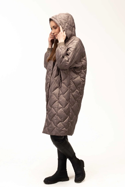 Подовжена демісезонна куртка кавова-8