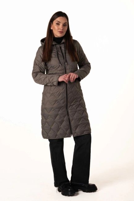 Оливковый демисезонный биопуховик-7