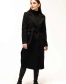 Жіноче пальто чорне під пояс довге-3