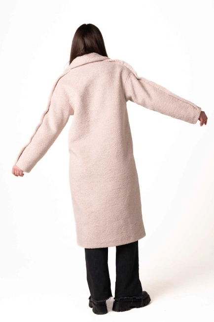 Шуба из экомеха с английским воротником беж-2