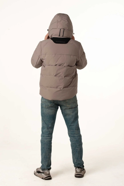 Сіра зимова куртка з біопухом для чоловіків-5