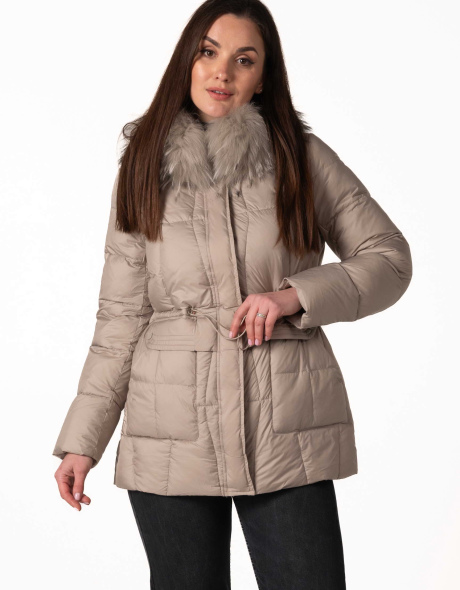 Серый биопуховик с отстегивающимся капюшоном