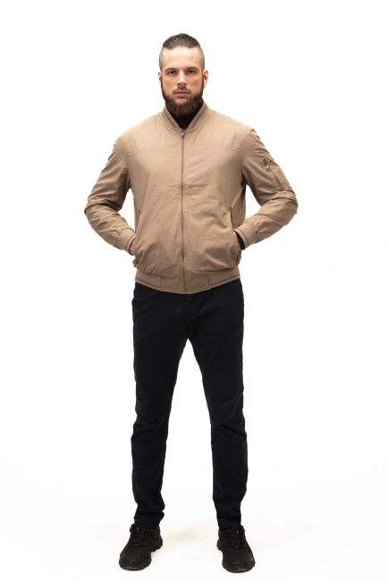 Чоловіча легка куртка бежевий бомбер-3